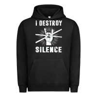 Pigment Black i destroy silence drum set drummer gift Urban Hoodie - linhVisuals