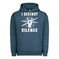 Pigment Midnight Navy i destroy silence drum set drummer gift Urban Hoodie - linhVisuals