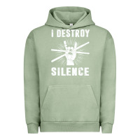 Pigment Oil Green i destroy silence drum set drummer gift Urban Hoodie - linhVisuals