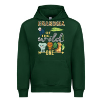Forest Green grandma of the wild one zoo mother birthday safari jungle long sleeve Urban Hoodie - linhVisuals