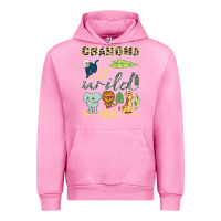 Fuchsia Pink grandma of the wild one zoo mother birthday safari jungle long sleeve Urban Hoodie - linhVisuals