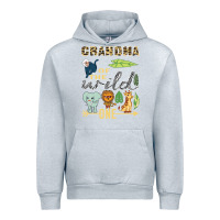 Heather Grey grandma of the wild one zoo mother birthday safari jungle long sleeve Urban Hoodie - linhVisuals