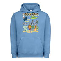 Pigment Pebble Blue grandma of the wild one zoo mother birthday safari jungle long sleeve Urban Hoodie - linhVisuals