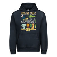Navy grandma of the wild one zoo mother birthday safari jungle long sleeve Urban Hoodie - linhVisuals