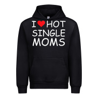 Black i love hot single moms tee red heart hot mother milf mommy t shirt Urban Hoodie - linhVisuals