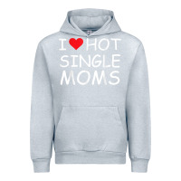 Heather Grey i love hot single moms tee red heart hot mother milf mommy t shirt Urban Hoodie - linhVisuals