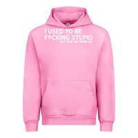 Fuchsia Pink i used to be f cking stupid Urban Hoodie - linhVisuals