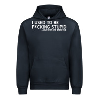 Navy i used to be f cking stupid Urban Hoodie - linhVisuals