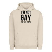 Pigment French Oak i'm not gay but $20 is $20 (white) Urban Hoodie - linhVisuals