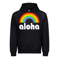 Black Aloha Rainbow Hawaii 808 Island Hawaiian Urban Hoodie - linhVisuals