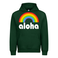 Forest Green Aloha Rainbow Hawaii 808 Island Hawaiian Urban Hoodie - linhVisuals