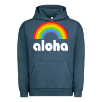 Pigment Midnight Navy Aloha Rainbow Hawaii 808 Island Hawaiian Urban Hoodie - linhVisuals