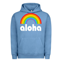 Pigment Pebble Blue Aloha Rainbow Hawaii 808 Island Hawaiian Urban Hoodie - linhVisuals
