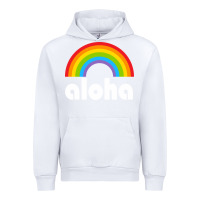 White Aloha Rainbow Hawaii 808 Island Hawaiian Urban Hoodie - linhVisuals
