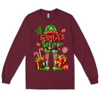 Burgundy santa s helper Long Sleeve Tee - FaDigitalArtStudio