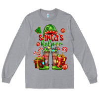Heather Grey santa s helper Long Sleeve Tee - FaDigitalArtStudio