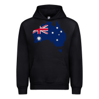 Black Australia Map Flag Drawing Line Art Urban Hoodie - linhVisuals