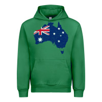 Emerald Australia Map Flag Drawing Line Art Urban Hoodie - linhVisuals