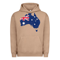 Pigment Burro Australia Map Flag Drawing Line Art Urban Hoodie - linhVisuals