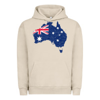 Pigment French Oak Australia Map Flag Drawing Line Art Urban Hoodie - linhVisuals