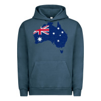Pigment Midnight Navy Australia Map Flag Drawing Line Art Urban Hoodie - linhVisuals