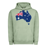 Pigment Oil Green Australia Map Flag Drawing Line Art Urban Hoodie - linhVisuals