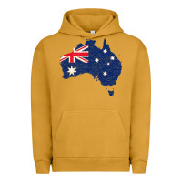 Pigment Peanut Butter Australia Map Flag Drawing Line Art Urban Hoodie - linhVisuals