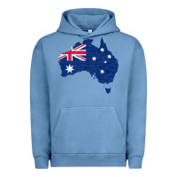 Pigment Pebble Blue Australia Map Flag Drawing Line Art Urban Hoodie - linhVisuals