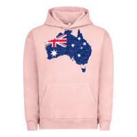 Pigment Salmon Australia Map Flag Drawing Line Art Urban Hoodie - linhVisuals