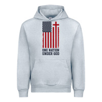 Heather Grey american flag one nation under god Urban Hoodie - linhVisuals