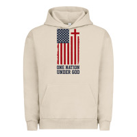 Pigment French Oak american flag one nation under god Urban Hoodie - linhVisuals