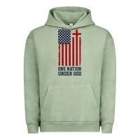 Pigment Oil Green american flag one nation under god Urban Hoodie - linhVisuals