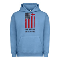 Pigment Pebble Blue american flag one nation under god Urban Hoodie - linhVisuals
