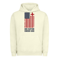 Pigment Pistachio american flag one nation under god Urban Hoodie - linhVisuals