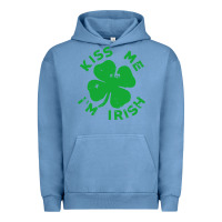Pigment Pebble Blue kiss me im irish funny saint patrick day womens Urban Hoodie - linhVisuals