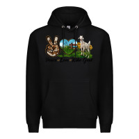 Black Peace Love Kiko Goat Premium Hoodie - LillyAllenDesigns
