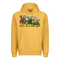 Mustard Peace Love Kiko Goat Premium Hoodie - LillyAllenDesigns