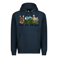 Navy Peace Love Kiko Goat Premium Hoodie - LillyAllenDesigns