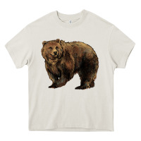 Cream Grizzly Bear Heavy Core Tee - HowdyJamesFarm