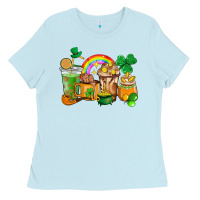 Baby Blue St. Patricks coffee cups Ladies Tee - HowdyJamesFarm
