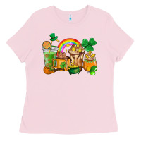 Bubblegum Pink St. Patricks coffee cups Ladies Tee - HowdyJamesFarm