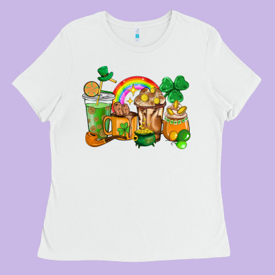St. Patricks Coffee Cups Ladies Tee Designed By Howdyjamesfarm