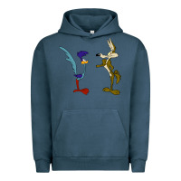Pigment Midnight Navy coyote and the road runner Urban Hoodie - linhVisuals