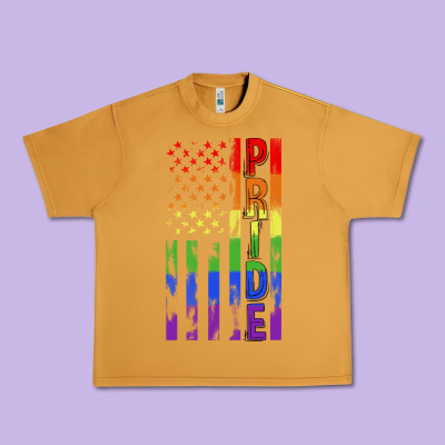 Lgbtq Pride American Flag Urban Heavy Tee Designed By Fadigitalartstudio