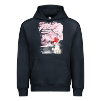 Navy japan t  shirt sakura cat t  shirt Urban Hoodie - linhVisuals