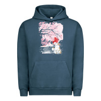 Pigment Midnight Navy japan t  shirt sakura cat t  shirt Urban Hoodie - linhVisuals