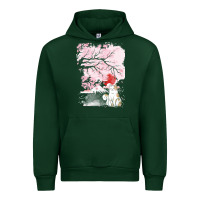 Forest Green japan t  shirt sakura cat t  shirt Urban Hoodie - linhVisuals