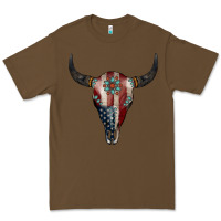 Cacao American Bull Skull Gemstone Premium Tee - Jasminsmagicworld