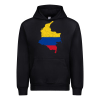 Black colombia Flag Map Drawing Line Art Urban Hoodie - linhVisuals