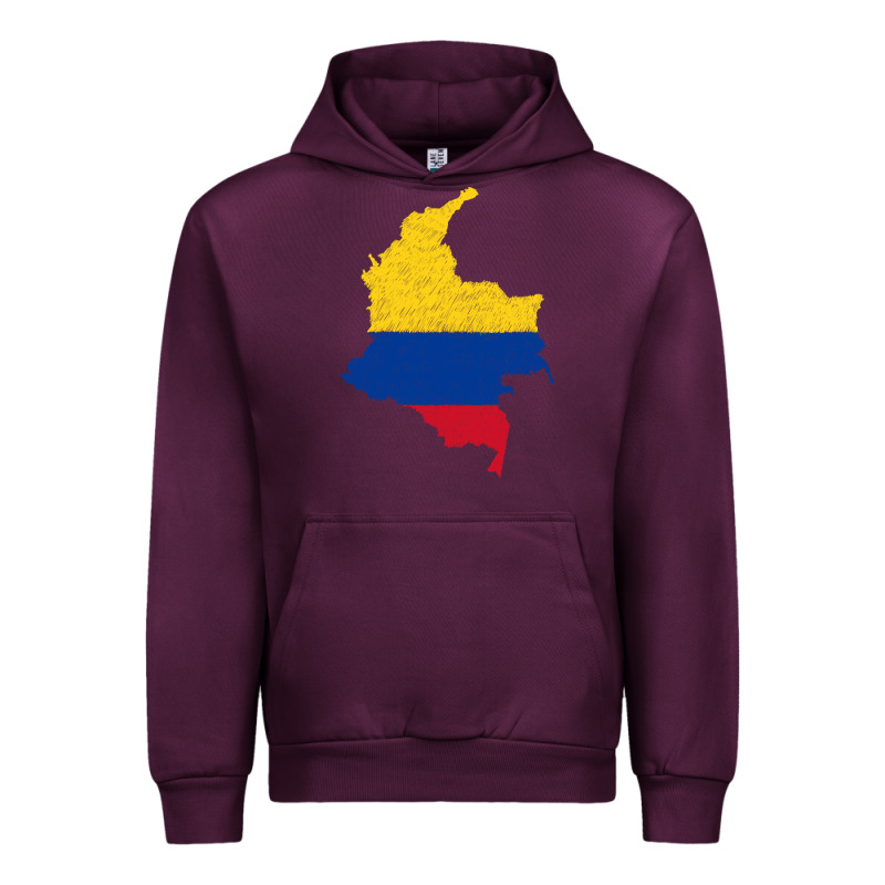Colombia Flag Map Drawing Line Art Urban Hoodie by linhVisuals | Teevron